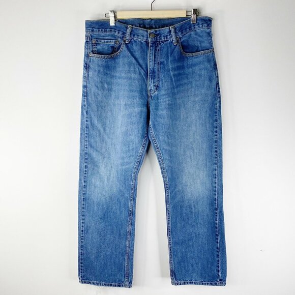 LEVIS 505 Jeans Mens Size 36 x 30 Red Tab Straight Fit Denim Blue Medium Wash - Picture 2 of 5
